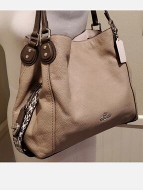 Coach Exotic Snakeskin Trim Edie Shoulder Bag